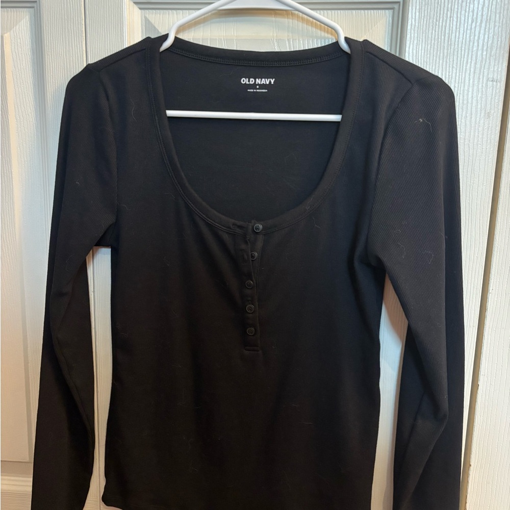 Old Navy Black Fitted Long Sleeve Blouse